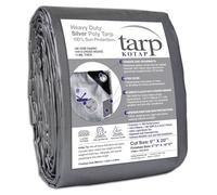 Kotap Bâche robuste en polyester argenté de 1,8 x 6,1 m, tissage croisé, bloquant les UV, 10 mm, article : TRS-0620