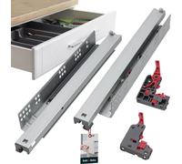KOTARBAU® 1 paire (2 pcs.) de glissières de tiroirs 3D montage au sol extension totale softclose 400 mm acier glissières de tiroirs extension totale glissières télescopiques montage au sol extension t