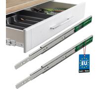KOTARBAU® 1 paire (2 pièces) de glissières télescopiques sur roulements à billes 450 mm Sortie totale Glissières de tiroirs avec fermeture en douceur Fermeture automatique pour tiroirs