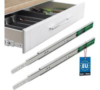 KOTARBAU® 1 paire (2 pièces) de glissières télescopiques sur roulements à billes 500 mm Sortie totale Glissières de tiroirs avec fermeture en douceur Fermeture automatique pour tiroirs