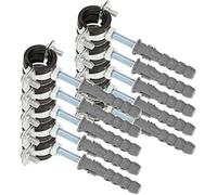 KOTARBAU® 10 pces. Collier de Serrage Tuyau - Acier Galvanisé - 1/2" - Fixation pour Tube - Collier de Fixation - avec Joint en Caoutchouc - avec Chevilles - Noir Argenté