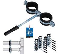 KOTARBAU® 10 pces. Collier de Serrage Tuyau - Acier Galvanisé - 1" - Double - Fixation pour Tube - Collier de Fixation - avec Joint en Caoutchouc - avec Chevilles - Noir Argenté