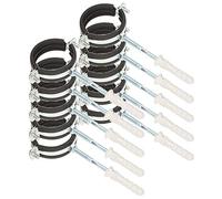 KOTARBAU® 10 pces. Collier de Serrage Tuyau - Acier Galvanisé - 2" - Fixation pour Tube - Collier de Fixation - avec Joint en Caoutchouc - avec Chevilles - Noir Argenté