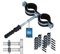 KOTARBAU® 10 pces. Collier de Serrage Tuyau - Acier Galvanisé - 3/4" - Double - Fixation pour Tube - Collier de Fixation - avec Joint en Caoutchouc - avec Chevilles - Noir Argenté