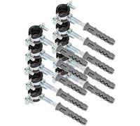 KOTARBAU® 10 pces. Collier de Serrage Tuyau - Acier Galvanisé - 3/8" - Fixation pour Tube - Collier de Fixation - avec Joint en Caoutchouc - avec Chevilles - Noir Argenté