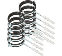 KOTARBAU® 10 pces. Collier de Serrage Tuyau - Acier Galvanisé - 3" - Fixation pour Tube - Collier de Fixation - avec Joint en Caoutchouc - avec Chevilles - Noir Argenté