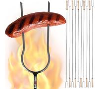 KOTARBAU® 10 pcs. Brochettes pour barbecue 130cm avec double pique en inox manche en bois Brochette pour barbecue Feu de camp Accessoires pour barbecue Brochettes pour barbecue Brochettes pour guimauv
