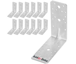 KOTARBAU® 12 Pièces Équerre De Fixation - Acier Galvanisé - 150 x 150 x 65 mm - Argent - Renfort D'Angle Métal - Équerre de Fixation Renforcée - 90 Degrés