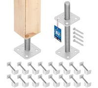 KOTARBAU® 16 pces. Support de Poteau - Acier Galvanisé - 80 x 80 x 250 mm - M24 - Argent - Pied Réglable - Support Poteau Bois - Fixation Robuste Extérieur Intérieur