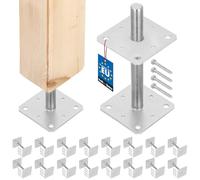 KOTARBAU® 16x Support De Poteau 160x160x250 mm En Acier Galvanisé |Support De Poteau À Visser Pour Poteaux |Pied Poteau |Platine Poteau |Support Poteau Bois |Fixation Poteau Bois |Support Poteau Acier