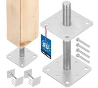 KOTARBAU® 2 pces. Support de Poteau - Acier Galvanisé - 160 x 160 x 250 mm - M24 - Argent - Pied Réglable - Support Poteau Bois - Fixation Robuste Extérieur Intérieur