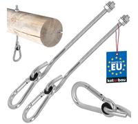 KOTARBAU® 2 pcs Crochet de Balançoire - Acier Galvanisé - M10 x 230 mm - Argent - avec Mousqueton - pour Bois - Accroche Balancoire - Résistant