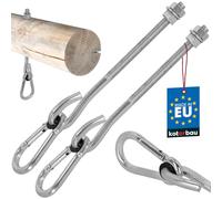 KOTARBAU® 2 pcs Crochet de Balançoire - Acier Galvanisé - M12 x 230 mm - Argent - avec Mousqueton - pour Bois - Accroche Balancoire - Résistant