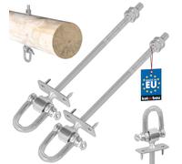 KOTARBAU® 2 pcs Crochet de Balancoire - M10 x 190 mm - Accroche Balancoire - Acier Galvanisé - Argent - avec Étrier et Pointes - Filetage Bois