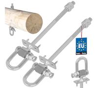 KOTARBAU® 2 pcs Crochet de Balancoire - M12 x 190 mm - Accroche Balancoire - Acier Galvanisé - Argent - avec Étrier et Pointes - Filetage Bois