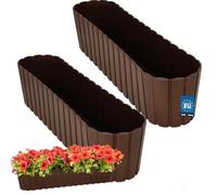 KOTARBAU® 2 pcs Jardinière Exterieur - Plastique - 60 x 14 x 13cm - Brun - Pot De Fleur Exterieur - Jardiniere Balcon - Rustique - Rectangulaire - Grand Cache-Pot