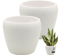KOTARBAU® 2 pcs. Pot de fleurs blanc intérieur rond ⌀ 13,5 cm H : 14 cm céramique émaillée Pots de fleurs intérieur Cache-pot céramique Pot de plantes intérieur Cache-pots orchidées Céramique Pot de f