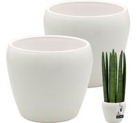 KOTARBAU® 2 pcs. pot de fleurs blanc intérieur rond ⌀ 15 cm H : 15 cm céramique émaillée pots de fleurs intérieur cache-pot céramique pot de plantes intérieur cache-pots orchidées céramique pot de fle