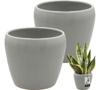 KOTARBAU® 2 pcs. Pot de fleurs Gris intérieur rond ⌀ 13,5 cm H : 14 cm céramique émaillée Pots de fleurs intérieur Cache-pot céramique Pot de plantes intérieur Cache-pots orchidées Céramique Pot de fl