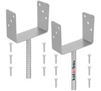 KOTARBAU® 2 pcs Support Poteau à Sceller - Acier Galvanisé - 161 mm - Argent - Pied de Poteau Bois - avec Ancrage Béton - Embase Robuste pour Clôture Jardin Terrasse