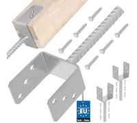 KOTARBAU® 2 pcs Support Poteau à Sceller - Acier Galvanisé - 91 mm - Argent - Pied de Poteau Bois - avec Ancrage Béton - Embase Robuste pour Clôture Jardin Terrasse