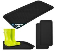 KOTARBAU® 2 Pièces Bac à Chaussures - Bac D'égouttement pour Chaussures - Plastique - 38 x 76 cm - Noir - Imperméable - pour Couloir - Plateau Égouttoir à Bord Surélevé