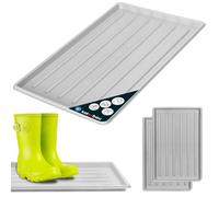 KOTARBAU® 2 Pièces Bac à Chaussures - Bac D'égouttement pour Chaussures - Plastique - 45 x 30 cm - Gris - Imperméable - Plateau Égouttoir à Bord Surélevé - pour Couloir