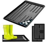 KOTARBAU® 2 Pièces Bac à Chaussures - Bac D'égouttement pour Chaussures - Plastique - 60 x 40 cm - Noir - Imperméable - Plateau Égouttoir à Bord Surélevé - pour Couloir