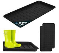 KOTARBAU® 2 Pièces Bac à Chaussures - Bac D'égouttement pour Chaussures - Plastique - 72 x 35 cm - Noir - Imperméable - pour Couloir - Plateau Égouttoir à Bord Surélevé