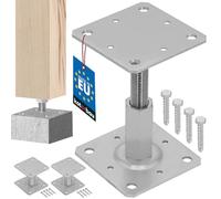 KOTARBAU® 2 Pièces Pied Réglable - Support de Poteau - Acier Galvanisé - 110 x 110 mm - Argent - Pied de Poteau Reglable - 90-150 mm