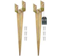 KOTARBAU® 2 Pièces Support de Poteau Réglable - 0-125 mm - Acier Galvanisé - 70 cm - Doré - Support Poteau a Enfoncer - Ancrage Balancoire - Ancre a Enfoncer - pour Poteaux Bois