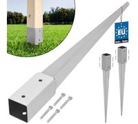 KOTARBAU® 2 x 61 x 61 x 750 mm support de poteau a enfoncer en acier galvanisé lourd | Support de poteau carré en métal entraîné a planter | Support Poteau Bois | Support Poteau A Enfoncer