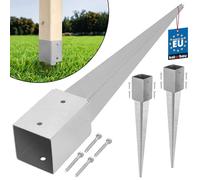 KOTARBAU® 2 x 91 x 91 x 750 mm Support de Poteau a enfoncer en Acier galvanisé Lourd | Support de Poteau carré en métal entraîné a Planter | Support Poteau Bois | Support Poteau A Enfoncer