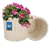 KOTARBAU® 2 x Pot De Fleur En Osier Pour Balcon Blanc 25x23cm Cache Pot Plante Interieur |Cache-Pots De Fleurs |Cache-Pot Osier |Panier Plante |Panier Osier Plante |Cache Pot Rotin |Grand Cache Pot