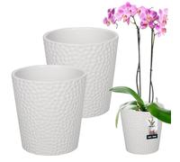 KOTARBAU® 2 x Pot De Fleur Rond en Céramique Blanche ⌀ 12 cm |Cache Pot Céramique |Pot Céramique Plante |Pot De Fleur Céramique |Pot De Fleur en Céramique |Pot De Fleur Céramique |Pot pour Orchidées