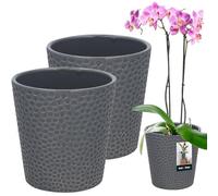 KOTARBAU® 2 x Pot De Fleur Rond en Céramique Gris ⌀ 9,5 cm |Cache Pot Céramique |Pot Céramique Plante |Pot De Fleur Céramique |Pot De Fleur en Céramique |Pot De Fleur Céramique |Pot pour Orchidées
