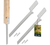 KOTARBAU® 2 x Support De Poteau à Enfoncer - Acier Galvanisé - 50 cm - Argent - Ancrage Au Sol - L-Forme - Support Balançoire - Kit Ancrage Balancoire - Extérieur Jardin Sécurisé Résistant