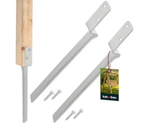 KOTARBAU® 2 x Support De Poteau à Enfoncer - Acier Galvanisé - 50 cm - Argent - Ancrage Au Sol - L-Forme - Support Balançoire - Kit Ancrage Balancoire - Extérieur Jardin Sécurisé Résistant