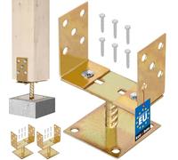 KOTARBAU® 2 X Support De Poteau Carré Avec Pied | Pied Poteau 0-160 Mm En U | Support Poteau Bois En Acier Galvanisé | Support Poteau À Enfoncer | Largeur Réglable