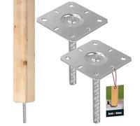 KOTARBAU® 2 x Support de poteau carré | pied poteau 130 x 130 x 205 mm | support poteau bois en acier galvanisé | support poteau a enfoncer
