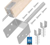 KOTARBAU® 2 x Support De Poteau en U De 101 Mm Galvanisé pour Ancrage en Béton | Support Poteau À Enfoncer | Support Poteau Bois | Pied Poteau | Fixation Poteau Bois | Pied De Poteau À Sceller