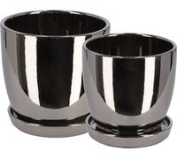 KOTARBAU®2er set de pots de fleurs en céramique Cache-pot pour fleurs plantes ⌀ 13 cm 15 cm avec égouttoir