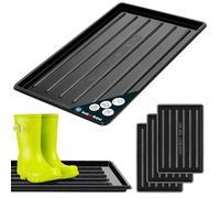 KOTARBAU® 3 Pièces Bac à Chaussures - Bac D'égouttement pour Chaussures - Plastique - 45 x 30 cm - Noir - Imperméable - Plateau Égouttoir à Bord Surélevé - pour Couloir