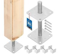 KOTARBAU® 4 pces. Support de Poteau - Acier Galvanisé - 160 x 160 x 250 mm - M24 - Argent - Pied Réglable - Support Poteau Bois - Fixation Robuste Extérieur Intérieur