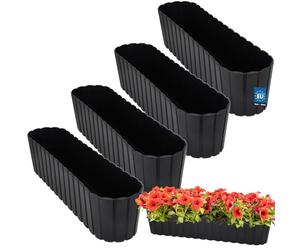 KOTARBAU® 4 pcs Jardinière Exterieur - Plastique - 60 x 14 x 13cm - Anthracite - Pot De Fleur Exterieur - Jardiniere Balcon - Rustique - Rectangulaire - Grand Cache-Pot