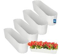 KOTARBAU® 4 pcs Jardinière Exterieur - Plastique - 60 x 14 x 13cm - Blanc - Pot De Fleur Exterieur - Jardiniere Balcon - Rustique - Rectangulaire - Grand Cache-Pot
