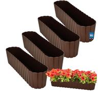 KOTARBAU® 4 pcs Jardinière Exterieur - Plastique - 60 x 14 x 13cm - Brun - Pot De Fleur Exterieur - Jardiniere Balcon - Rustique - Rectangulaire - Grand Cache-Pot