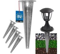 KOTARBAU® 4 pcs piquet de terre douille à enfoncer pour éclairage de jardin ⌀ 115mm acier galvanisé pique de terre ancre de terre support de sol à enfoncer pour lampes de jardin douille à enfoncer dou