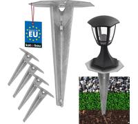 KOTARBAU® 4 pcs. Piquet de terre Douille à enfoncer pour éclairage de jardin 175 mm acier galvanisé Piquet de terre Ancrage de sol Support de sol à enfoncer pour lampes de jardin Douille de sol à enfo