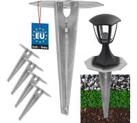 KOTARBAU® 4 pcs. Piquet de terre Douille à enfoncer pour éclairage de jardin 190 mm acier galvanisé Piquet de terre Ancrage de sol Support de sol à enfoncer pour lampes de jardin Douille de sol à enfo